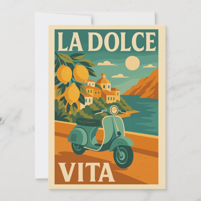 Cartão De Festividades La Dolce Vita - Viagem da costa italiana retrô (Frente)