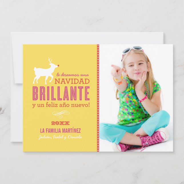 Cartão De Festividades La Foto de Brillante Deseos de la Navidad Tarjeta (Frente)