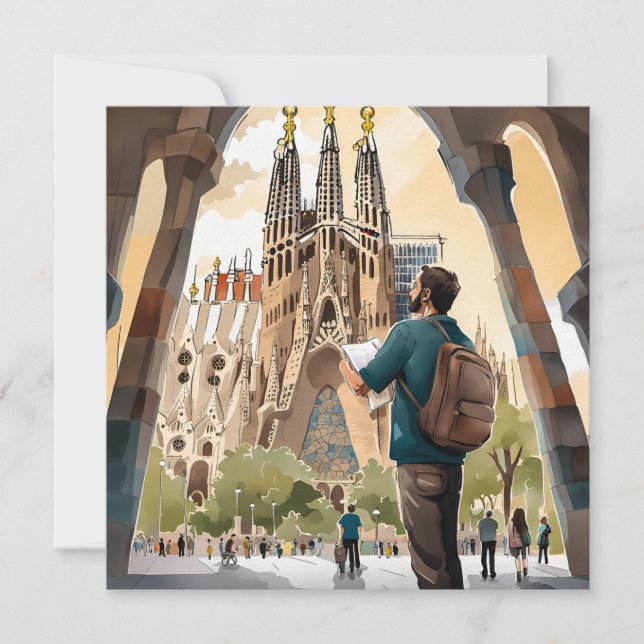 Cartão De Festividades La Sagrada Familia, Barcelona (Frente)