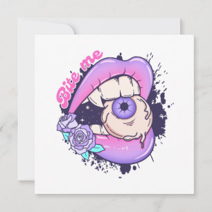 Cartão De Festividades Lábios de Dia das Bruxas Rosa