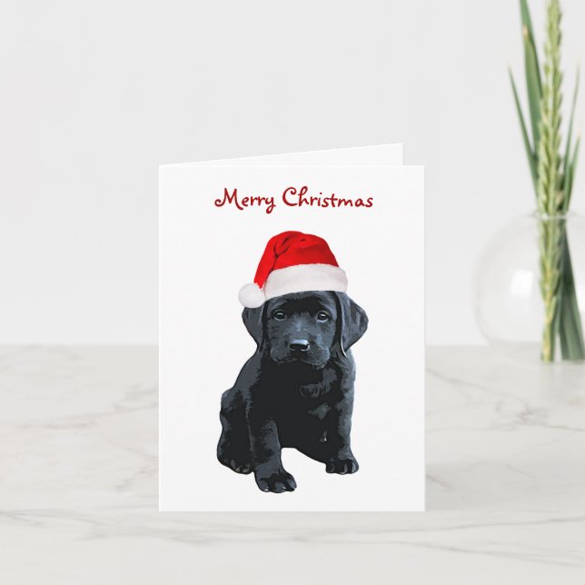 Cartão De Festividades Laboratório Preto Feliz Natal Labrador Papais noei (Frente)