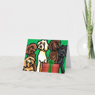 Cartão De Festividades Labradoodle Rainbow Christmas
