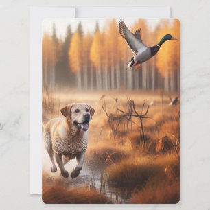 Cartão De Festividades Labrador/cão na caça ao pato no outono