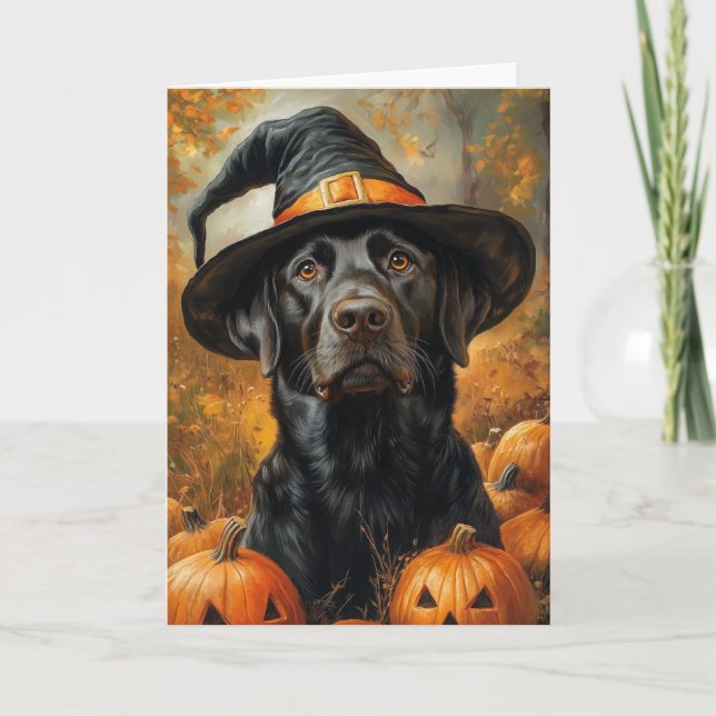 Cartão De Festividades Labrador Chocolate no Halloween (Frente)