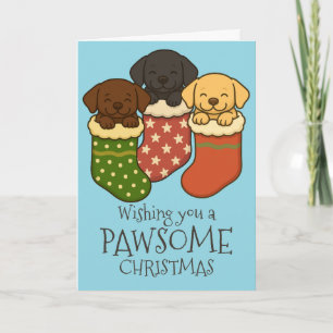 Cartão De Festividades Labrador Cuppies no Natal