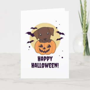 Cartão De Festividades Labrador Em Abóbora Cachorros Fofos Feliz Hallowee