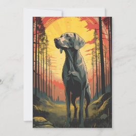 Cartão De Festividades Labrador na floresta durante o pôr do sol