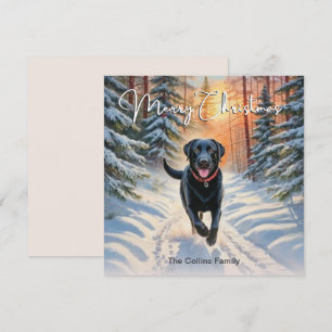 Cartão De Festividades Labrador Preto Na Neve Natal Alegre