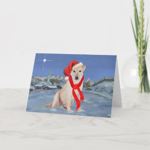 Cartão De Festividades Labrador Retriever Amarelo numa Noite Invernal