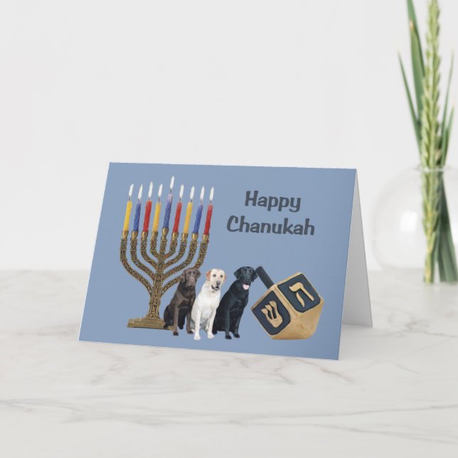 Cartão De Festividades Labrador Retriever Chanukah Card Menorah Dreidel (Frente)