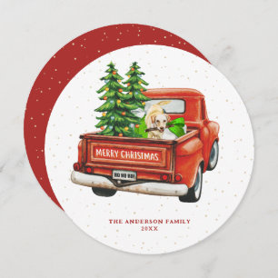 Cartão De Festividades Labrador Retriever Vintage Red Truck Natal
