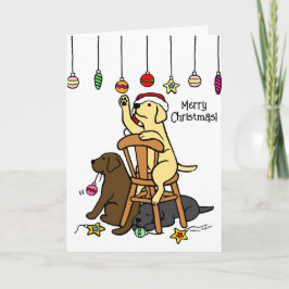 Cartão De Festividades Labradores e Ornamentos Natal