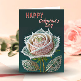 Cartão De Festividades Lace Rose Dia de Galentine`s Dia dos Namorados 