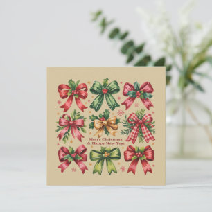 Cartão De Festividades Laço Coquete Natal Papai Noel Vintage Natal Feriad
