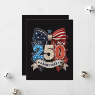 Cartão De Festividades Laço da Bandeira Americana 250º Aniversário Patrio