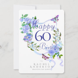 Cartão De Festividades Laço Rosa Azul 60º Aniversário