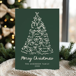 Cartão De Festividades Laços de Natal Caprichosos em Pinho Verde Não-Foto