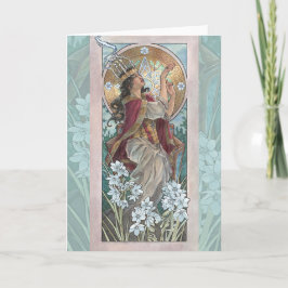 Cartão De Festividades Lady Art Nouveau Birthstone Series de dezembro