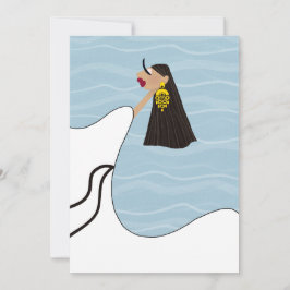 Cartão De Festividades Lady in White Dancing by the Sea in Grécia