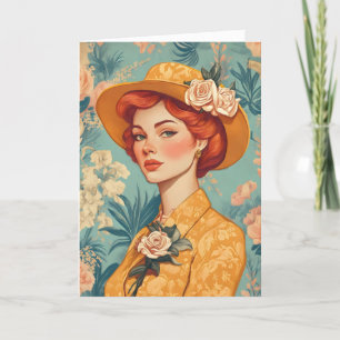 Cartão De Festividades Lady Vintage Retro Mulher
