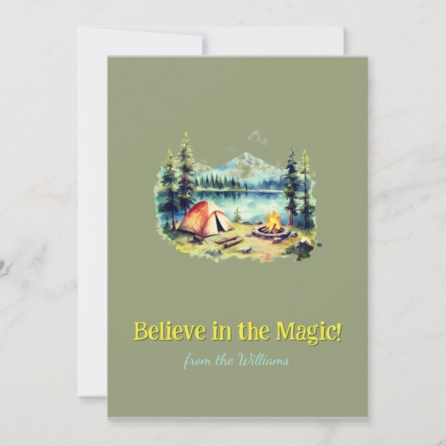 Cartão De Festividades Lago de Natal das Montanhas Font Amarelo (Frente)