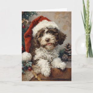Cartão De Festividades Lagotto Romagnolo vintage personalizou o Natal