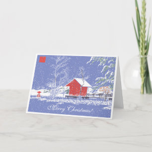Cartão De Festividades Lake House Cottage Christmas Greeting Card