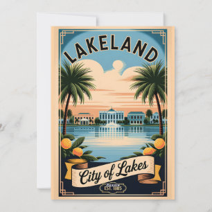 Cartão De Festividades Lakeland Antiga Cidade dos Lagos da Flórida Retro