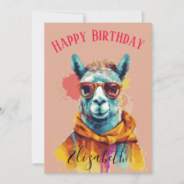 Cartão De Festividades Lama Love & Laughter Happy Birthday Name