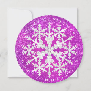 Cartão De Festividades Lâminas de neve Magenta Branca