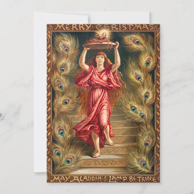 Cartão De Festividades Lâmpada de mulher com chama da lâmpada de Aladim (Frente)