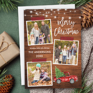 Cartão De Festividades Lâmpadas de madeira de caminhões com Xadrez de A