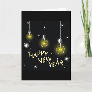 Cartão De Festividades Lâmpadas Modernas Brilhantes Feliz Ano Novo