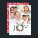 Cartão De Festividades Landscape Wreath Holly Berry Pine 3 PHOTO Greeting<br><div class="desc">Landscape Wreath Holly Berry Pine Forest Christmas Card.</div>