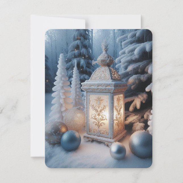 Cartão De Festividades Lanterna do Fosco Ornamentado de inverno (Frente)