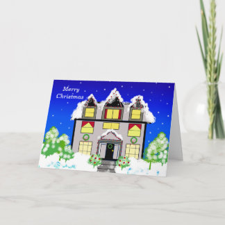 Cartão De Festividades Lar Familiar de Inverno Nevado