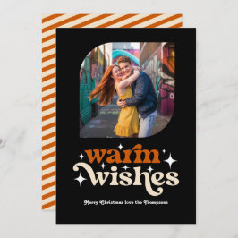 Cartão De Festividades Laranja Queimada e Champanhe Foto de Natal com Est