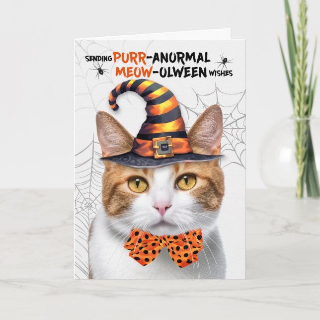 Cartão De Festividades Laranja Tabby Halloween Cat PURRolinterpolação ano (Frente)