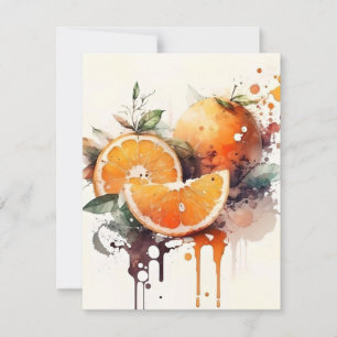 Cartão De Festividades Laranjas Em Aquarelas