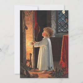 Cartão De Festividades Lareira de Natal, Meias e Criança