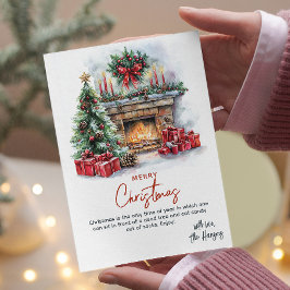 Cartão De Festividades Lareira de pinheiro e presente Natal personalizado