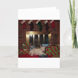 Cartão De Festividades lareira de presente de natal terror do touro inglê