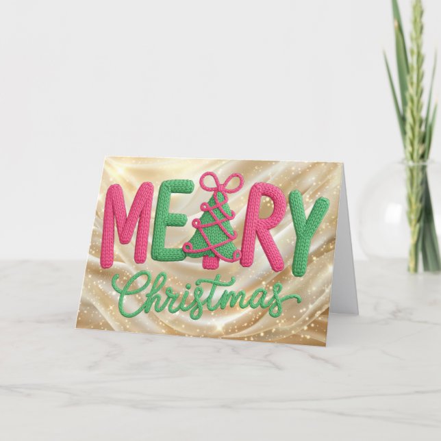 Cartão De Festividades Latch Hook Yarn Crochet (Faux, Not actual Yarn) (Frente)