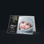 Cartão De Festividades Latem os vermelhos | Joyeux Noël<br><div class="desc">Foto do avec de Carte de Noël do design moderno</div>