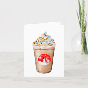 Cartão De Festividades Latte Feliz Férias Homem de Neve Caramelo E Confei