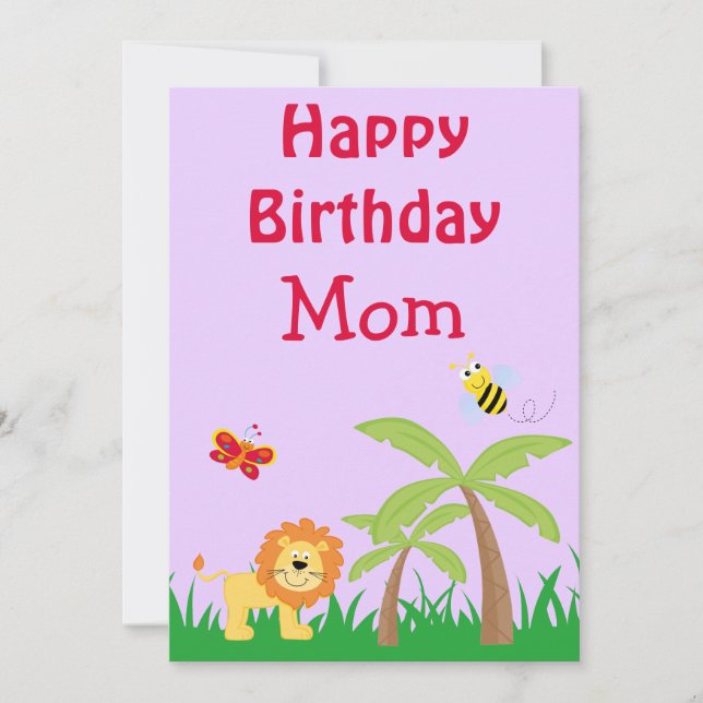 Cartão De Festividades Lavanda de Aniversário da Mãe Safari (Frente)