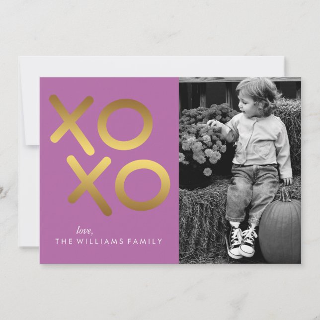 Cartão De Festividades Lavanda e Dia de os namorados XOXO Dourado impress (Frente)