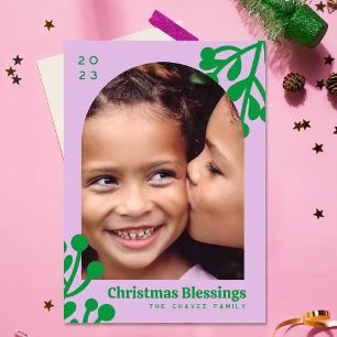 Cartão De Festividades Lavanda Holly Berries Fotógrafo de Natal