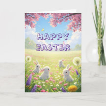 Lavender Easter Cute White Bunny Floral Spring