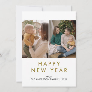 Cartão De Festividades Layout de Ano Novo Moderno de 2 Fotos Divididas